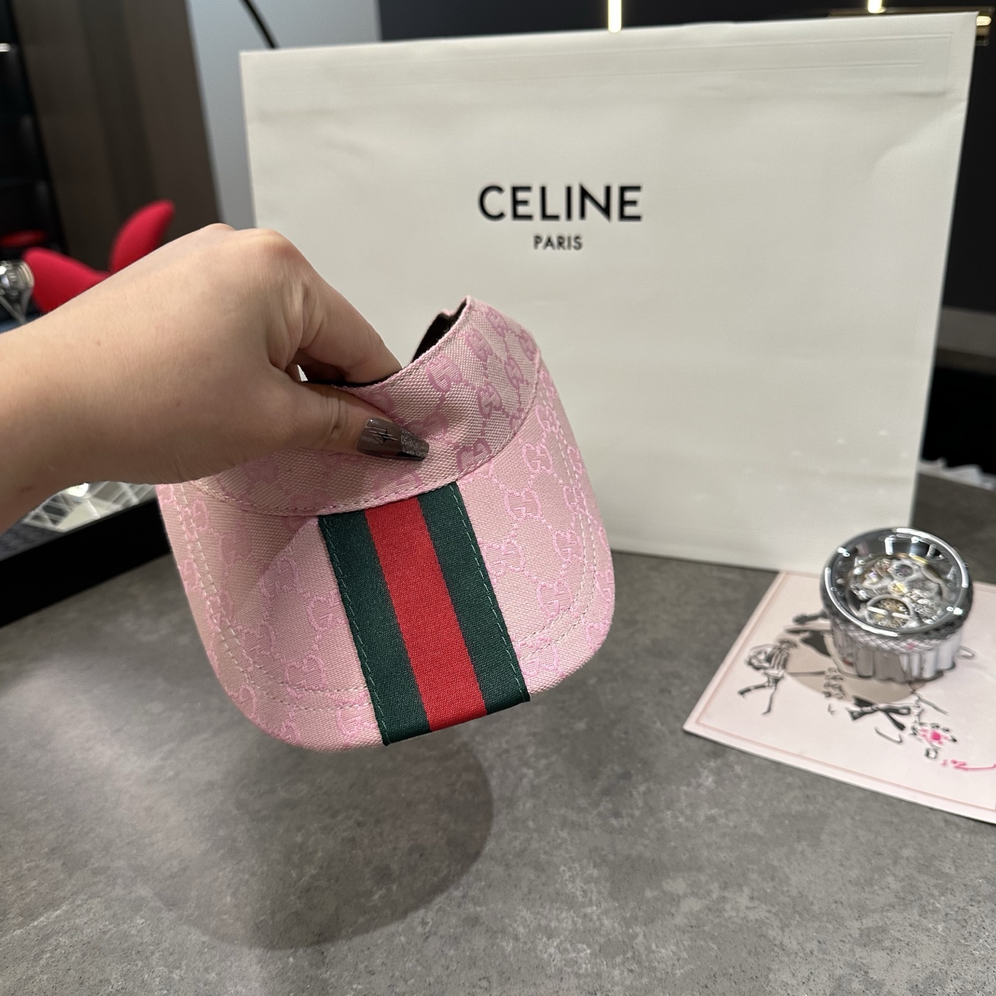 上質Gucciグッチキャンバス×本牛革ダブルGメタルロゴ ベースボールキャップGucci26-16 - 画像 (5)