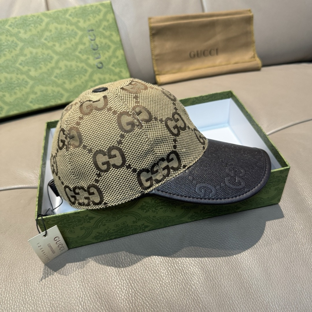 上質Gucciグッチキャンバス×本牛革ダブルGメタルロゴ ベースボールキャップGucci26-14 - 画像 (3)