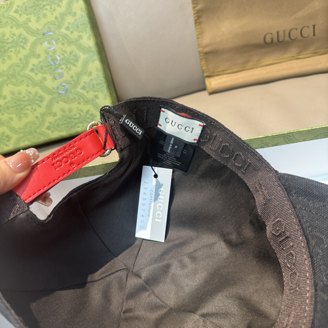 上質Gucciグッチキャンバス×本牛革ダブルGメタルロゴ ベースボールキャップGucci26-07 - 画像 (3)