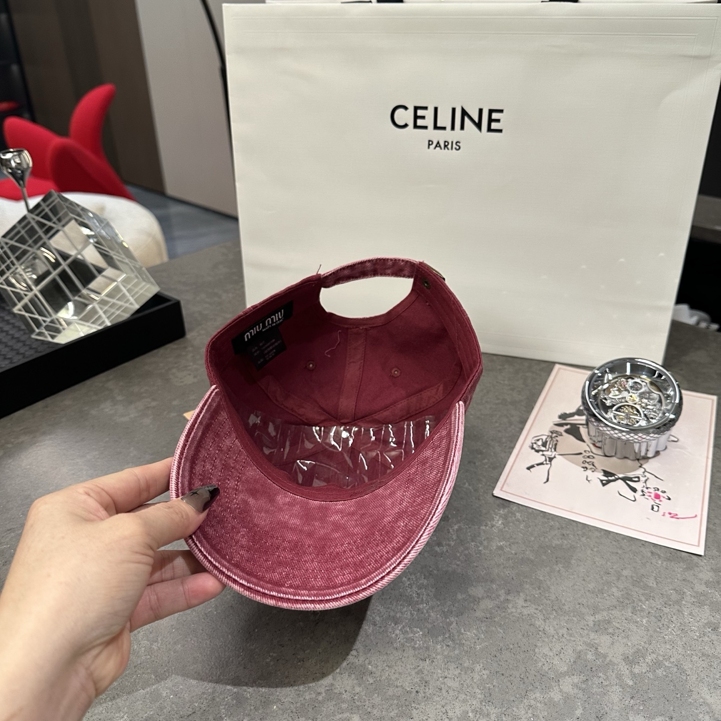 MiuMiuミュウミュウ サンバイザー ベースボールキャップ ワークキャップバケットハットダメージ加工キャップmiumiu641 - 画像 (5)