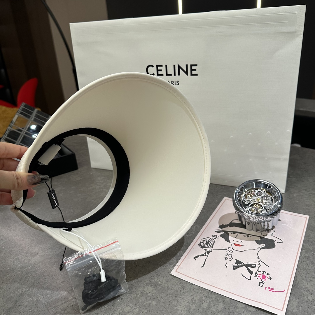 MiuMiuミュウミュウ サンバイザー ベースボールキャップ ワークキャップバケットハットダメージ加工キャップmiumiu636 - 画像 (7)