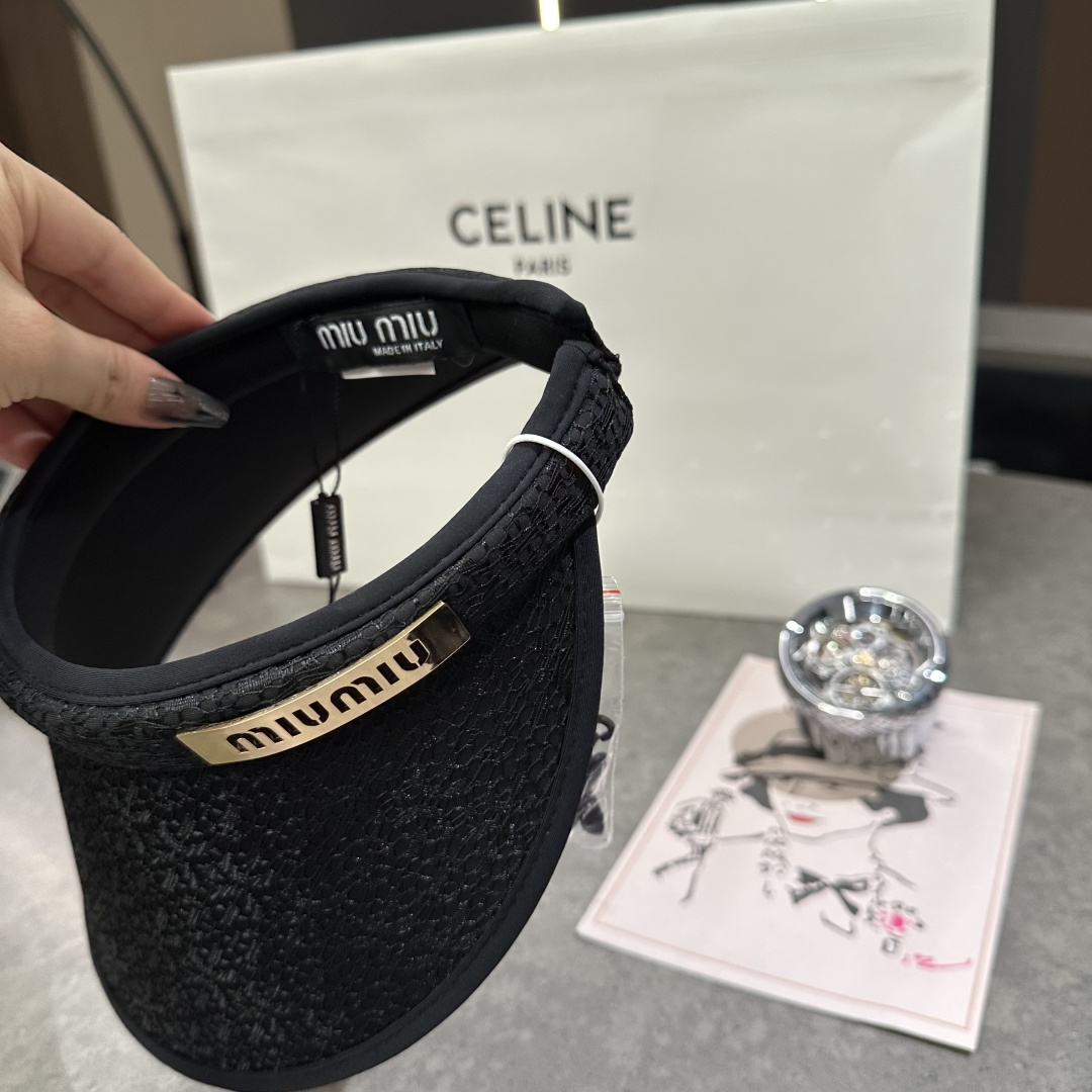 MiuMiuミュウミュウ サンバイザー ベースボールキャップ ワークキャップバケットハットダメージ加工キャップmiumiu636 - 画像 (8)