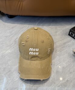 MiuMiuミュウミュウ サンバイザー ベースボールキャップ ワークキャップバケットハットダメージ加工キャップmiumiu626