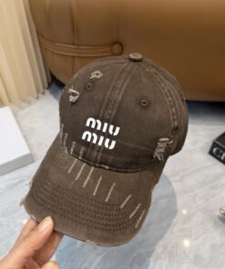 MiuMiuミュウミュウ サンバイザー ベースボールキャップ ワークキャップバケットハットダメージ加工キャップmiumiu625