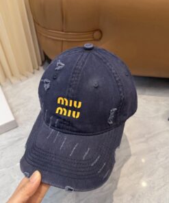 MiuMiuミュウミュウ サンバイザー ベースボールキャップ ワークキャップバケットハットダメージ加工キャップmiumiu624