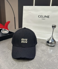 MiuMiuミュウミュウ サンバイザー ベースボールキャップ ワークキャップバケットハットダメージ加工キャップmiumiu619