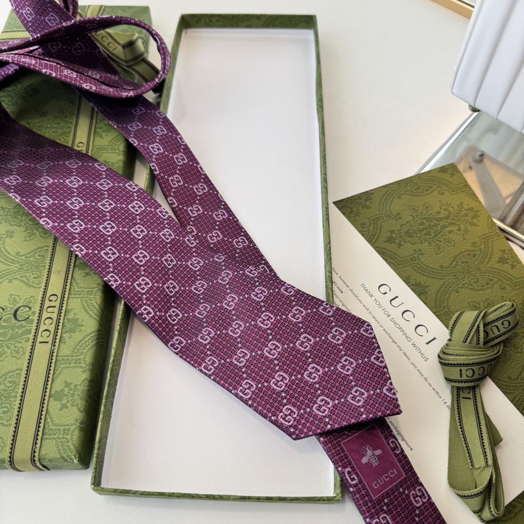 GUCCIグッチ最高峰シルク クラシック 小Gロゴ ジャガード ネクタイ 手縫い仕立て545078 4E002-22 - 画像 (2)