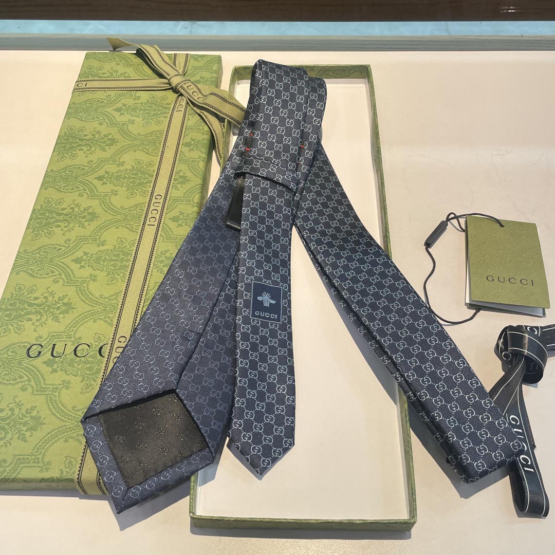 GUCCIグッチ最高峰シルク クラシック 小Gロゴ ジャガード ネクタイ 手縫い仕立て545078 4E002-7 - 画像 (5)
