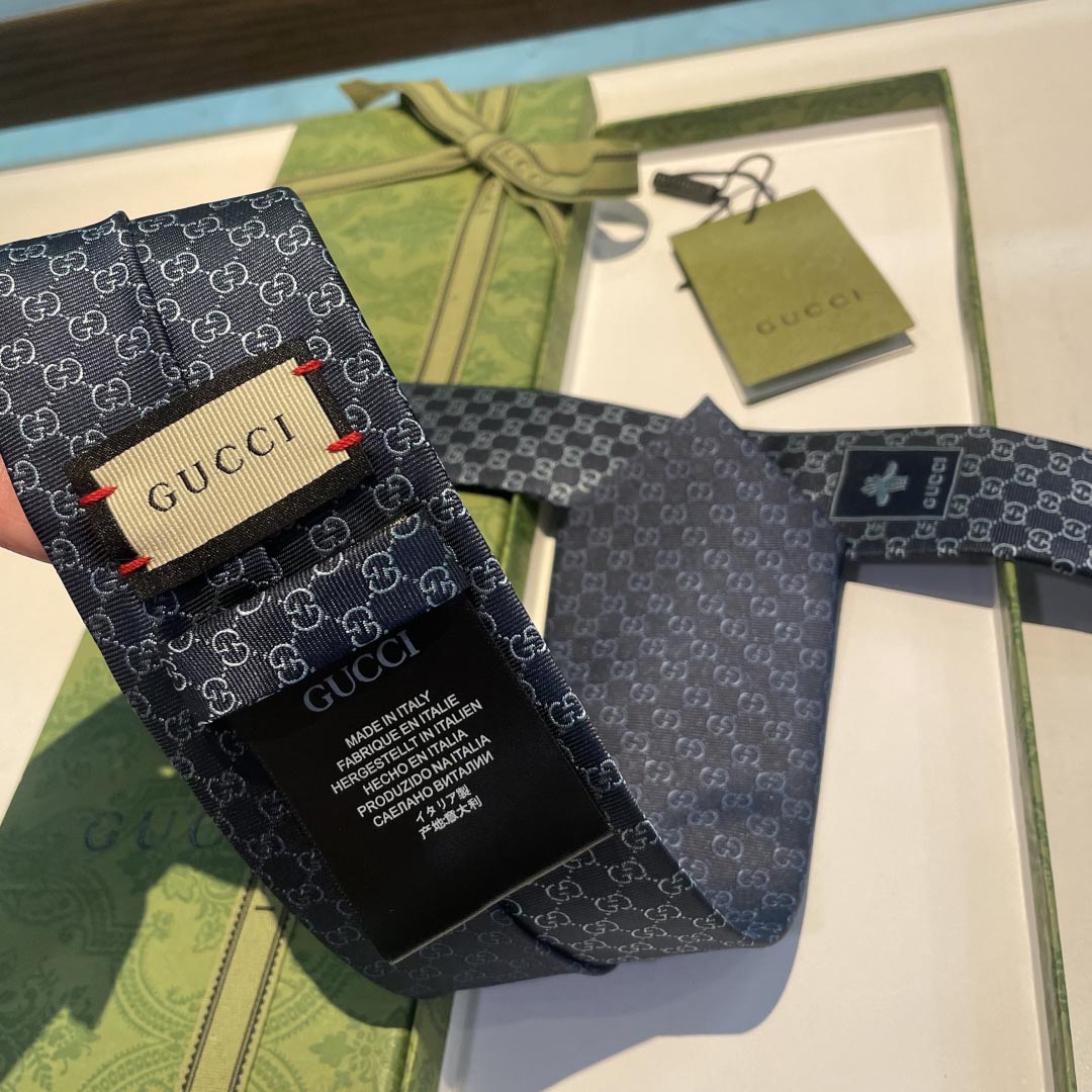 GUCCIグッチ最高峰シルク クラシック 小Gロゴ ジャガード ネクタイ 手縫い仕立て545078 4E002-6 - 画像 (4)