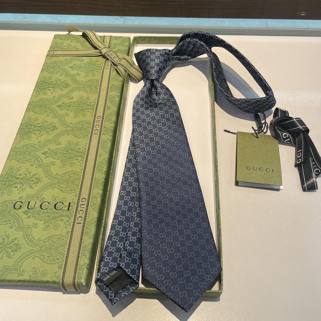 GUCCIグッチ最高峰シルク クラシック 小Gロゴ ジャガード ネクタイ 手縫い仕立て545078 4E002-6 - 画像 (3)