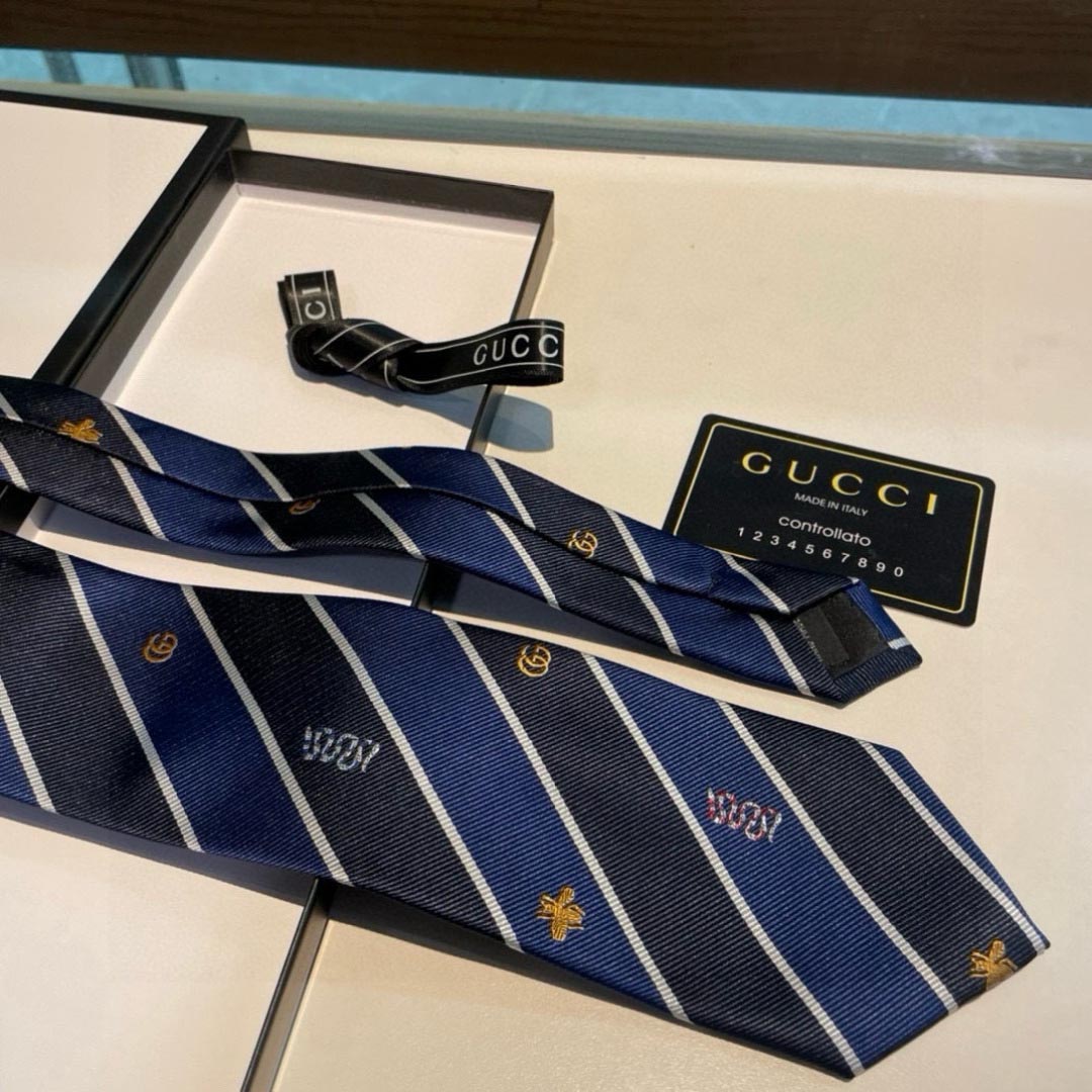 GUCCIグッチ最高峰シルク クラシック 小Gロゴ ジャガード ネクタイ 手縫い仕立て545078 4E002-2 - 画像 (2)