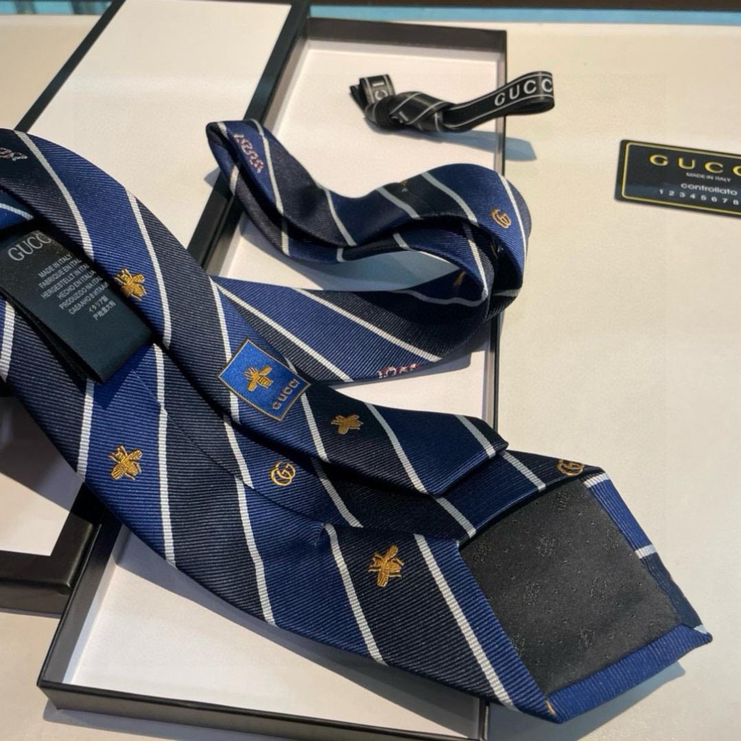 GUCCIグッチ最高峰シルク クラシック 小Gロゴ ジャガード ネクタイ 手縫い仕立て545078 4E002-2 - 画像 (7)