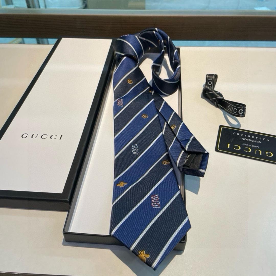 GUCCIグッチ最高峰シルク クラシック 小Gロゴ ジャガード ネクタイ 手縫い仕立て545078 4E002-2 - 画像 (6)