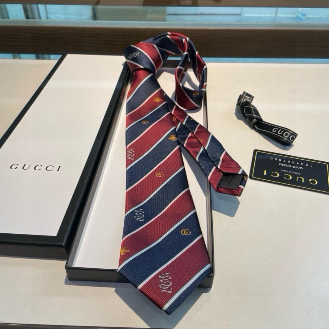 GUCCIグッチ最高峰シルク クラシック 小Gロゴ ジャガード ネクタイ 手縫い仕立て545078 4E002 - 画像 (4)
