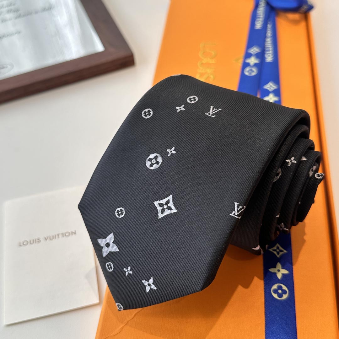 最高峰ルイヴィトンLouis Vuittonシルク クラシック ダミエ柄 同色ジャガード ネクタイ M90739-26