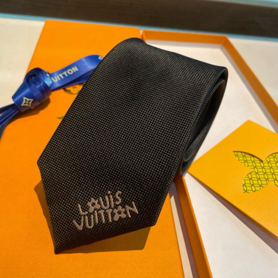 最高峰ルイヴィトンLouis Vuittonシルク クラシック ダミエ柄 同色ジャガード ネクタイ M90739-21